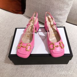 Gucci Womens Mid Heel Slingback with Horsebit in Hot Pink Calfskin 2191137