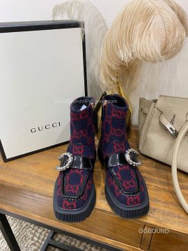 Gucci Dionysus Tiger Head Womens Ankle Boot with GG Wool 2191141