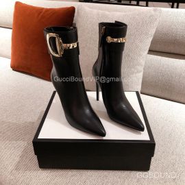 Gucci Black Calf Leather Ankle Boot with Large Horsebit 2191153
