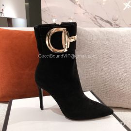 Gucci Black Suede Calfskin Ankle Boot with Large Horsebit 2191155