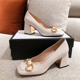 Gucci Classic Mid Heel Pump with Horsebit White Leather 2191157