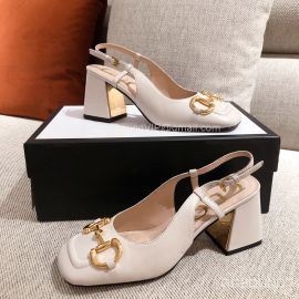 Gucci Classic Mid Heel Slingback with Horsebit White Leather 2191165
