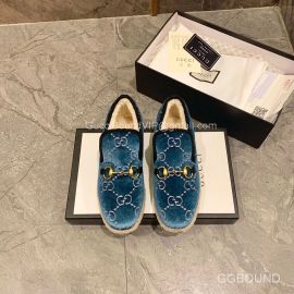 Gucci GG Blue Velvet Loafer with Horsebit and Wool Lining 2191169