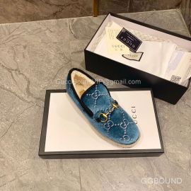 Gucci GG Blue Velvet Loafer with Horsebit and Wool Lining 2191169