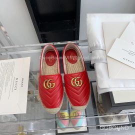 Gucci GG Marmont Espadrilles Flats in Red Matelasse Calfskin 2191190