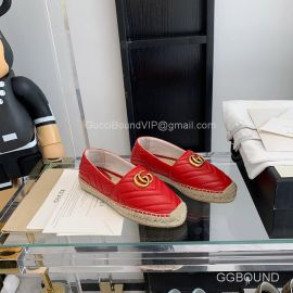 Gucci GG Marmont Espadrilles Flats in Red Matelasse Calfskin 2191190