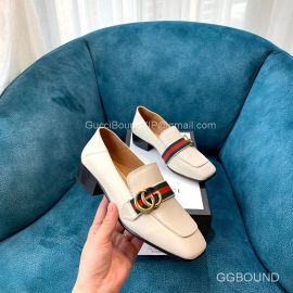 Gucci Web GG Logo Loafers with Red Heart in OFF White Calfskin 2191220