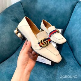 Gucci Web GG Logo Loafers with Red Heart and Jewel Heel in OFF White Calfskin 35MM 2191222