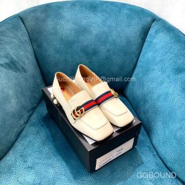 Gucci Web GG Logo Loafers with Red Heart and Jewel Heel in OFF White Calfskin 35MM 2191222