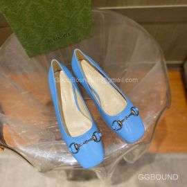 Gucci Classic Horsebit Ballet Flats in Blue Shiny Calfskin 2191234