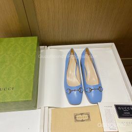 Gucci Classic Horsebit Ballet Flats in Blue Shiny Calfskin 2191234
