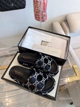 Gucci Platform Slide Sandal with Black GG Velvet 2191259