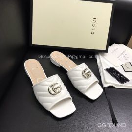 Gucci Double G Slides Sandal in Matelasse White Calfskin 2191276