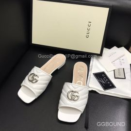 Gucci Double G Slides Sandal in Matelasse White Calfskin 2191276