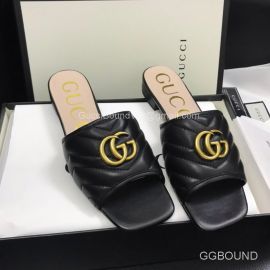 Gucci Double G Slides Sandal in Matelasse Black Calfskin 2191278