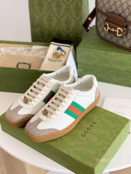 Gucci Screener White Leather Low Top Sneaker with Web Detail 2191286
