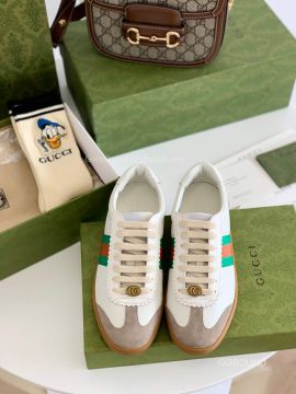 Gucci Screener White Leather Low Top Sneaker with Web Detail 2191286