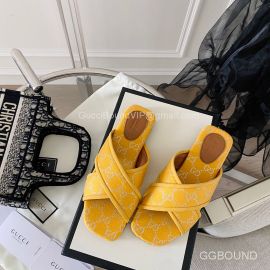 Gucci GG Canvas Cross Strap Slides Sandal Yellow 2191288