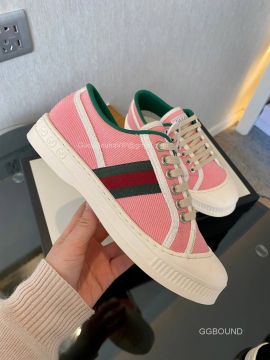 Gucci Web Canvas Low Top Sneaker Pink 2191294
