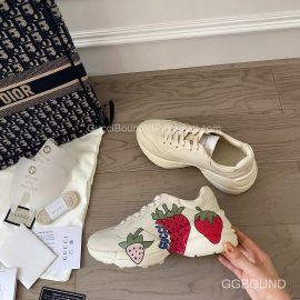 Gucci Rhyton Leather Sneaker with Gucci Strawberry Print 2191308