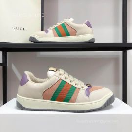 Gucci Screener Leather Sneaker with Green and Orange Web Unisex 2281001