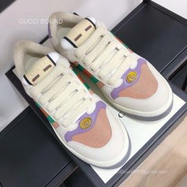 Gucci Screener Leather Sneaker with Green and Orange Web Unisex 2281001