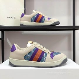 Gucci Screener Leather Sneaker with Purple and Orange Web and GG Canvas Unisex 2281002