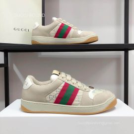 Gucci Screener Leather Sneaker with Red and Green Web and GG Canvas Unisex 2281003