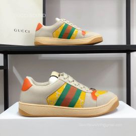 Gucci Screener Leather Sneaker with Orange and Green Web and GG Canvas Unisex 2281004