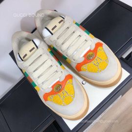 Gucci Screener Leather Sneaker with Orange and Green Web and GG Canvas Unisex 2281004