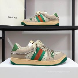Gucci Screener Leather Sneaker with Orange and Green Web and Crystals Unisex 2281005