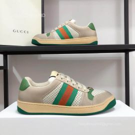 Gucci Screener Leather Sneaker with Orange and Green Web Unisex 2281006