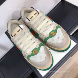 Gucci Screener Leather Sneaker with Orange and Green Web Unisex 2281006