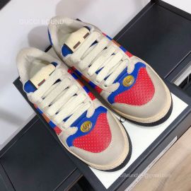 Gucci Screener Leather Sneaker with Orange and Blue Web Unisex 2281008