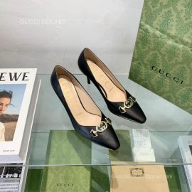 Gucci Interlocking G Pumps in Black Leather 65MM 2281030