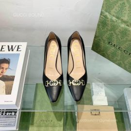 Gucci Interlocking G Pumps in Black Leather 65MM 2281030