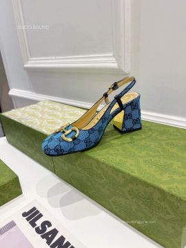 Gucci Blue GG Multicolor Slingback Pump 75MM 2281039