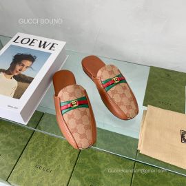 Gucci 2021 Web Slipper Mules in Tan Leather 2281050