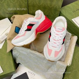 Gucci Rhyton Sneaker with Pink Mesh and Gray Reflective Fabric Unisex 2281051