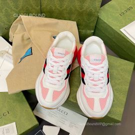 Gucci Rhyton Sneaker with Pink Mesh and Gray Reflective Fabric Unisex 2281051