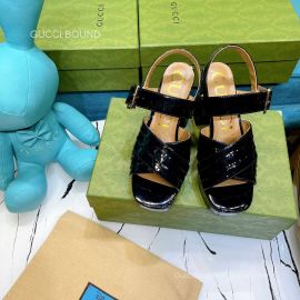 Gucci 2021 Platform Heeled Sandal in Black Patent Leather 85MM 2281060