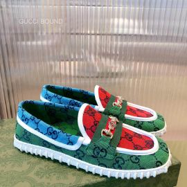 Gucci Green GG Multicolor Driver Flat Loafers with Horsebit and Web Unisex 2281072