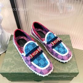 Gucci Purple GG Multicolor Driver Flat Loafers with Horsebit and Web Unisex 2281073
