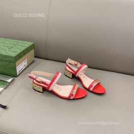 Gucci Interlocking G Sandal with Chain Shaped Heel in Red Leather 25MM 2281092