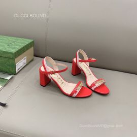 Gucci Interlocking G Sandal with Chain Heel in Red Leather 85MM 2281097