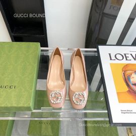 Gucci Crystals Interlocking G Ballet Pumps in Beige Patent Leather 2281103