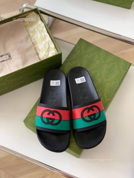 Gucci Interlocking G Slide Sandal in Red and Green Unisex 2281111