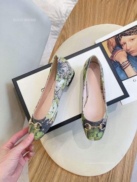 Gucci Horsebit Ballet Flat with Green Floral Print and GG Supreme 2281119