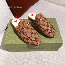 Gucci Brown Princetown GG Multicolor Slipper Mules with Horsebit and Red Heart 2281120