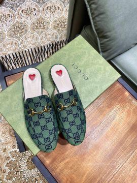 Gucci Horsebit Green GG Multicolor Canvas Mule with Red Heart 2281158